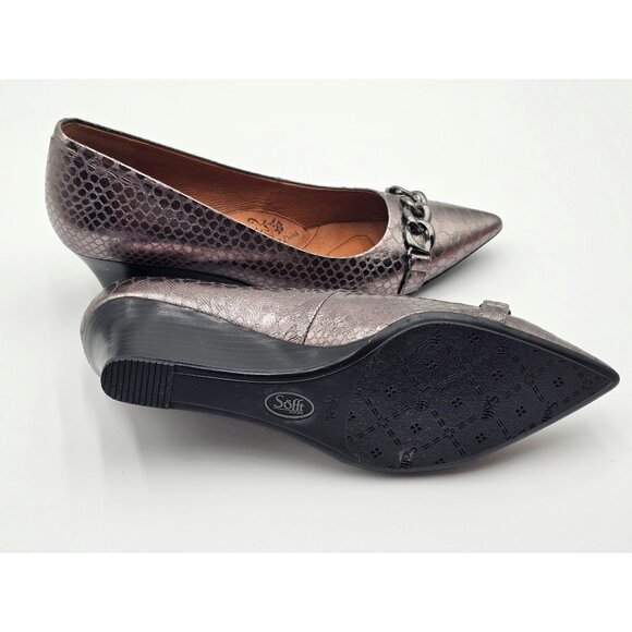 NWOB Söfft Metallic Snake-Embossed Leather Pointed-Toe Wedge Shoes Sz 9M Y2K - Picture 5 of 7